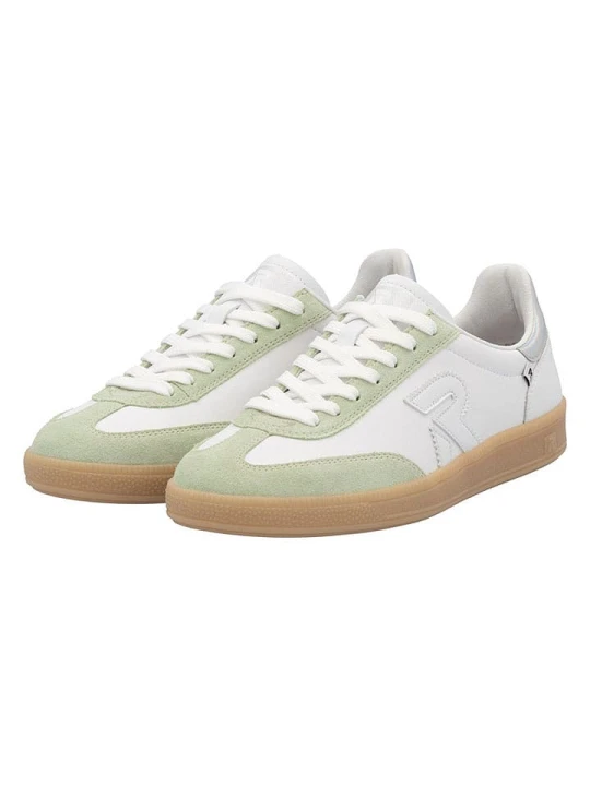 Zdjęcie produktu rieker Skórzane sneakersy w kolorze biało-zielonym rozmiar: 37