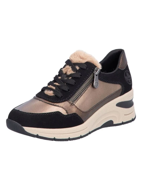 Zdjęcie produktu rieker Sneakersy w kolorze złoto-jasnobrązowym na koturnie rozmiar: 40