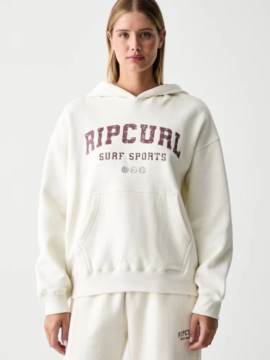 Zdjęcie produktu Rip Curl bluza z kapturem damska bawełniana VARSITY SPORTS beżowy