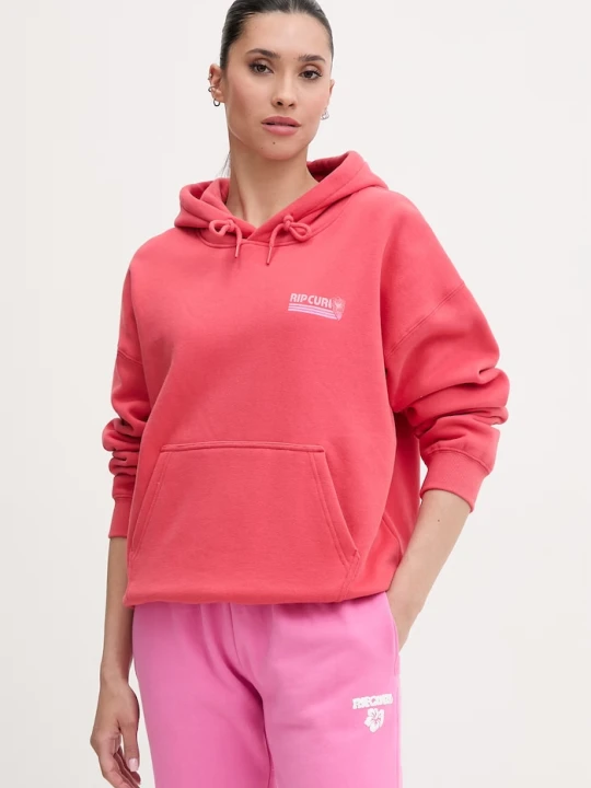 Zdjęcie produktu Rip Curl bluza z kapturem damska z bawełną OCEAN BREAK czerwony