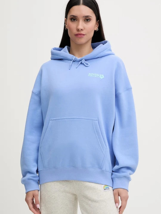 Zdjęcie produktu Rip Curl bluza z kapturem damska z bawełną SURF PUFF HERITAGE niebieski