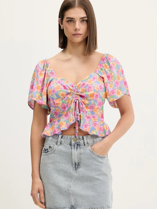 Zdjęcie produktu Rip Curl bluzka z falbanką damska z wiskozy MALIBU COVE