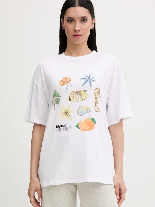 Zdjęcie produktu Rip Curl T-shirt damski bawełniany POOLSIDE HERITAGE biały