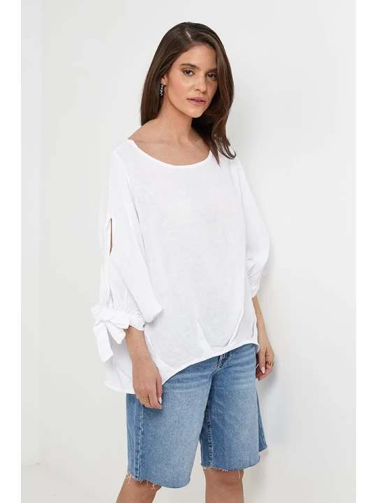 Zdjęcie produktu Rodier Lin Lniana bluzka w kolorze białym rozmiar: M/L