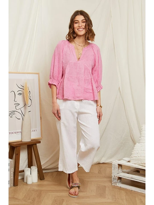 Zdjęcie produktu Rodier Lin Lniana bluzka w kolorze jasnoróżowym rozmiar: XL/XXL