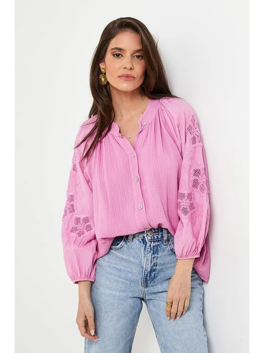 Zdjęcie produktu Rodier Lin Lniana bluzka w kolorze jasnoróżowym rozmiar: XL/XXL