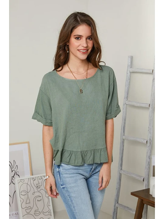 Zdjęcie produktu Rodier Lin Lniana bluzka w kolorze oliwkowym rozmiar: XL/XXL