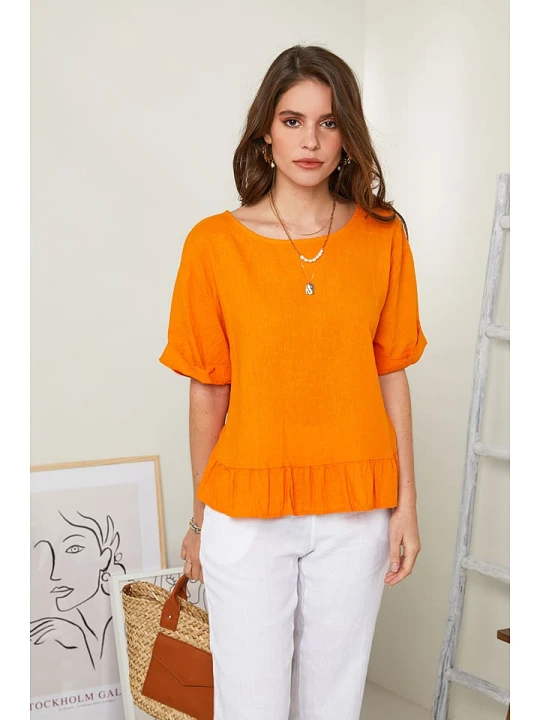 Zdjęcie produktu Rodier Lin Lniana bluzka w kolorze pomarańczowym rozmiar: XL/XXL
