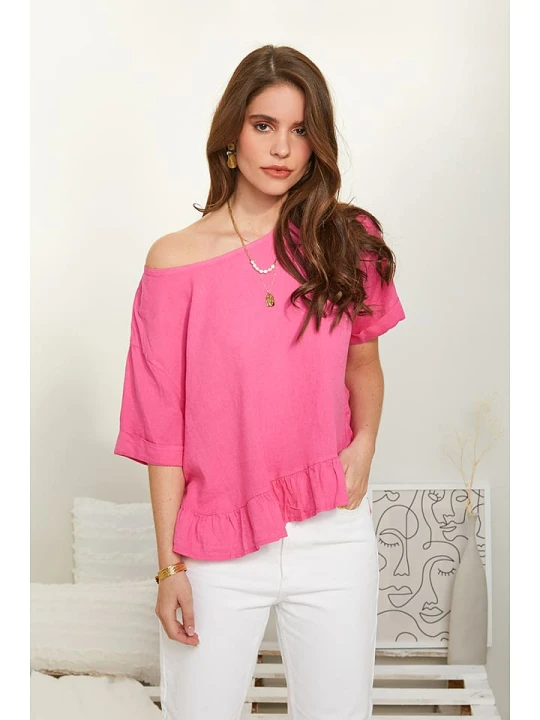 Zdjęcie produktu Rodier Lin Lniana bluzka w kolorze różowym rozmiar: XL/XXL
