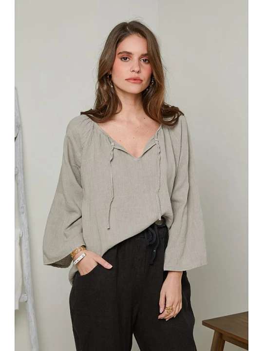 Zdjęcie produktu Rodier Lin Lniana bluzka w kolorze szarobrązowym rozmiar: XL/XXL