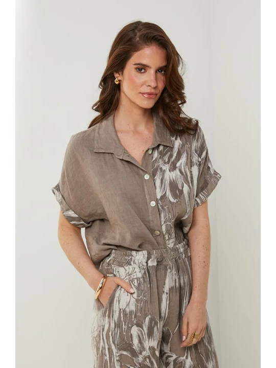 Zdjęcie produktu Rodier Lin Lniana bluzka w kolorze szarobrązowym rozmiar: XL/XXL