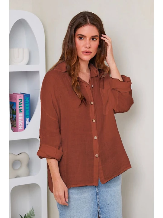 Zdjęcie produktu Rodier Lin Lniana koszula w kolorze brązowym rozmiar: XL/XXL