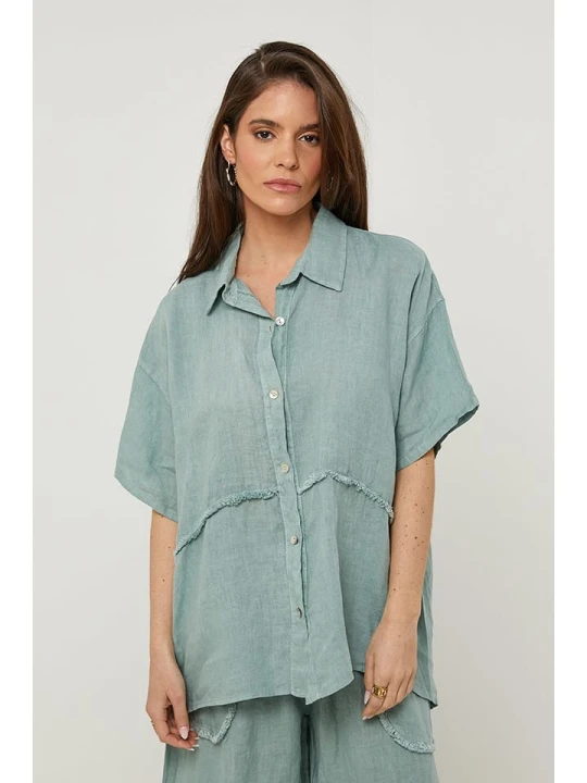 Zdjęcie produktu Rodier Lin Lniana koszula w kolorze zielonym rozmiar: XL/XXL