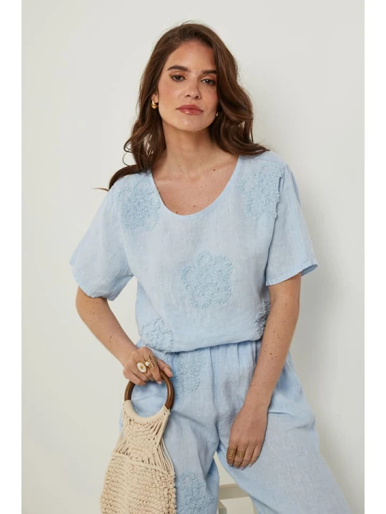 Zdjęcie produktu Rodier Lin Lniana koszulka w kolorze błękitnym rozmiar: XL/XXL
