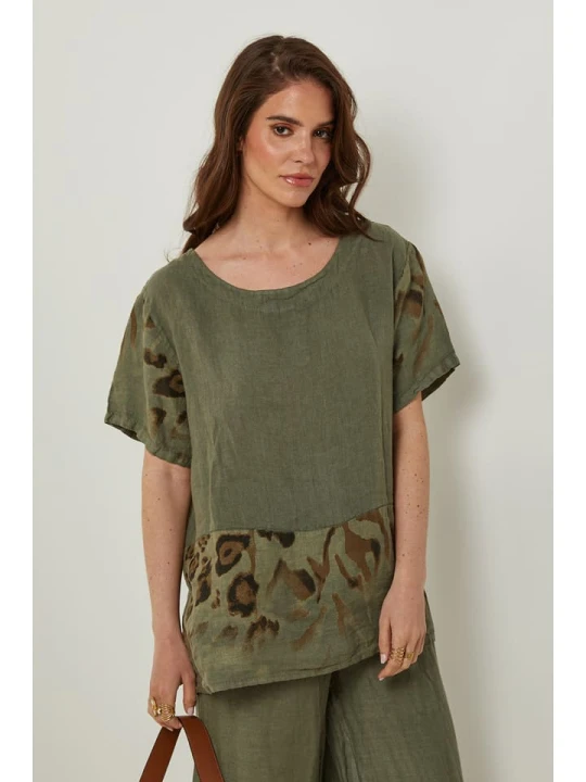 Zdjęcie produktu Rodier Lin Lniana koszulka w kolorze khaki rozmiar: L / XL