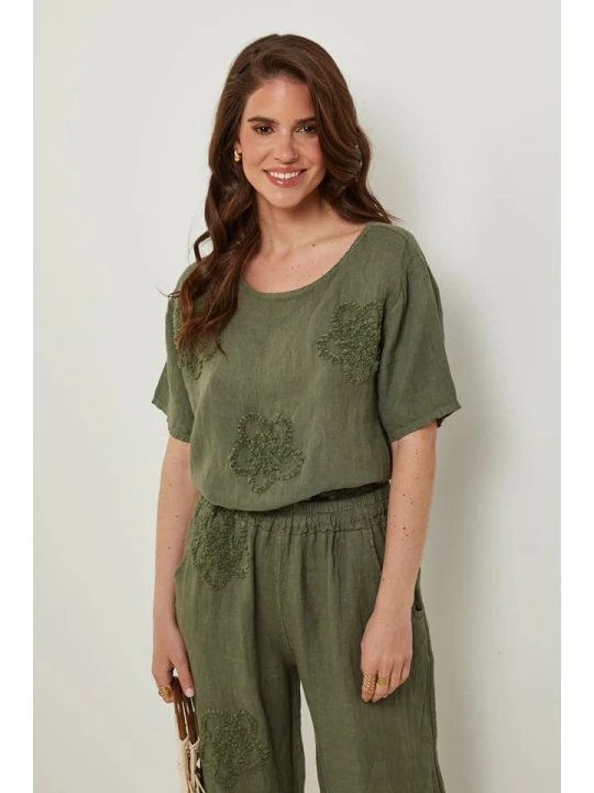 Zdjęcie produktu Rodier Lin Lniana koszulka w kolorze khaki rozmiar: XL / XXL
