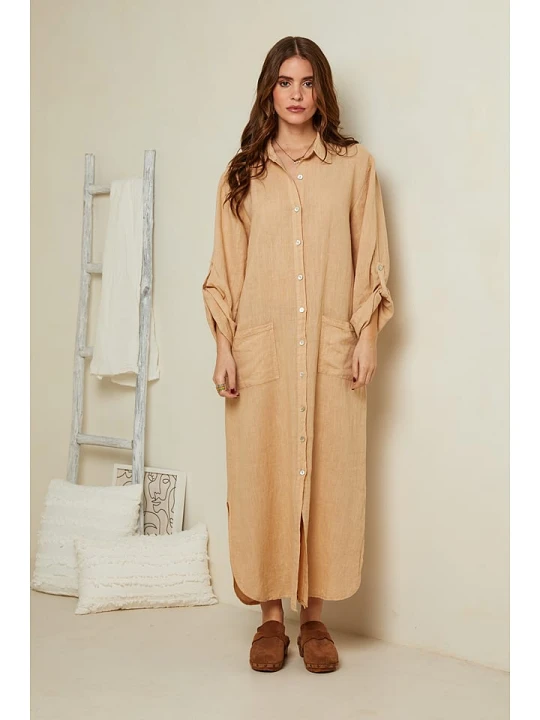 Zdjęcie produktu Rodier Lin Lniana sukienka w kolorze beżowym rozmiar: L/XL