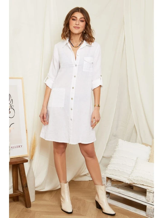 Zdjęcie produktu Rodier Lin Lniana sukienka w kolorze białym rozmiar: XL/XXL