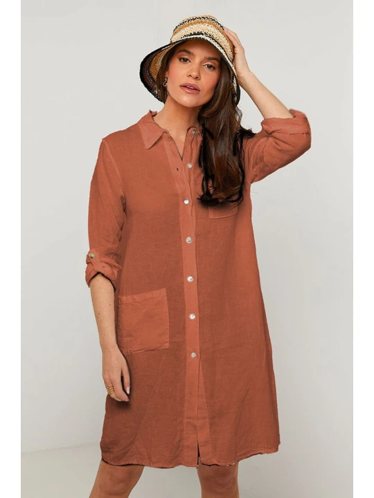 Zdjęcie produktu Rodier Lin Lniana sukienka w kolorze brązowym rozmiar: XL/XXL