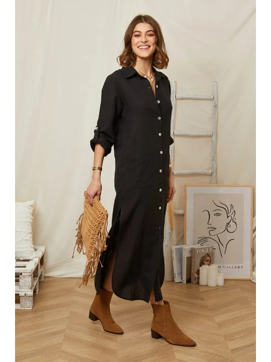 Zdjęcie produktu Rodier Lin Lniana sukienka w kolorze czarnym rozmiar: XL/XXL