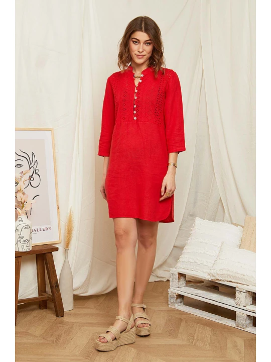Zdjęcie produktu Rodier Lin Lniana sukienka w kolorze czerwonym rozmiar: XL/XXL