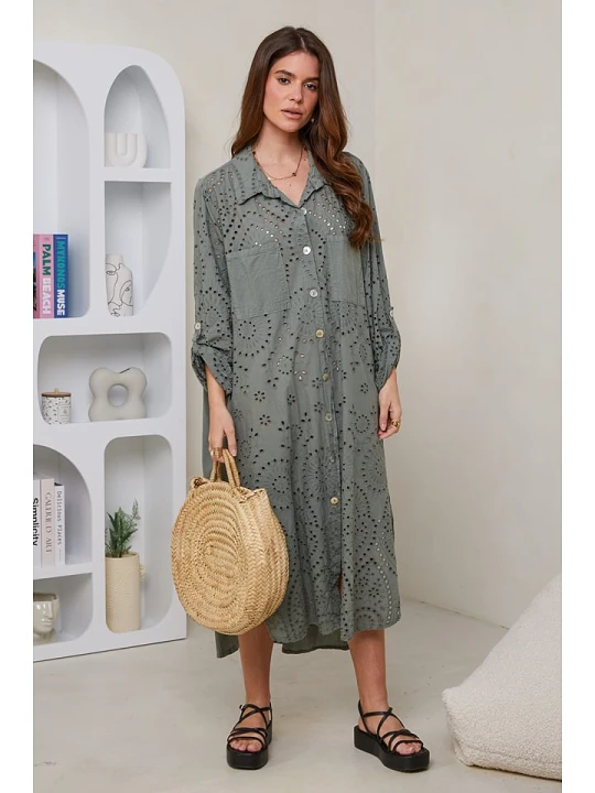 Zdjęcie produktu Rodier Lin Lniana sukienka w kolorze khaki rozmiar: M/L