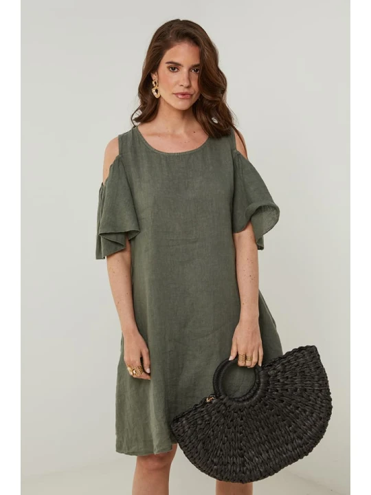 Zdjęcie produktu Rodier Lin Lniana sukienka w kolorze khaki rozmiar: S/M
