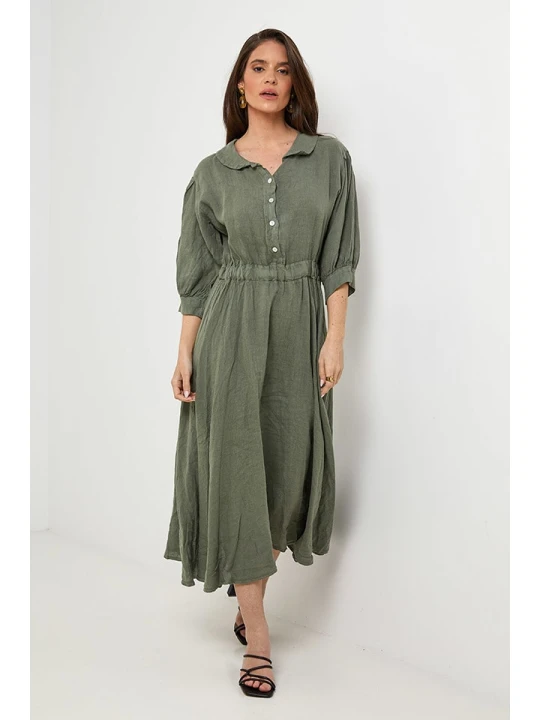 Zdjęcie produktu Rodier Lin Lniana sukienka w kolorze khaki rozmiar: XL/XXL