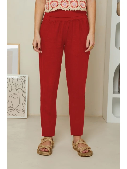 Zdjęcie produktu Rodier Lin Lniane spodnie w kolorze czerwonym rozmiar: XL/XXL