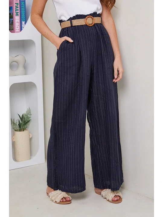 Zdjęcie produktu Rodier Lin Lniane spodnie w kolorze granatowym rozmiar: L/XL