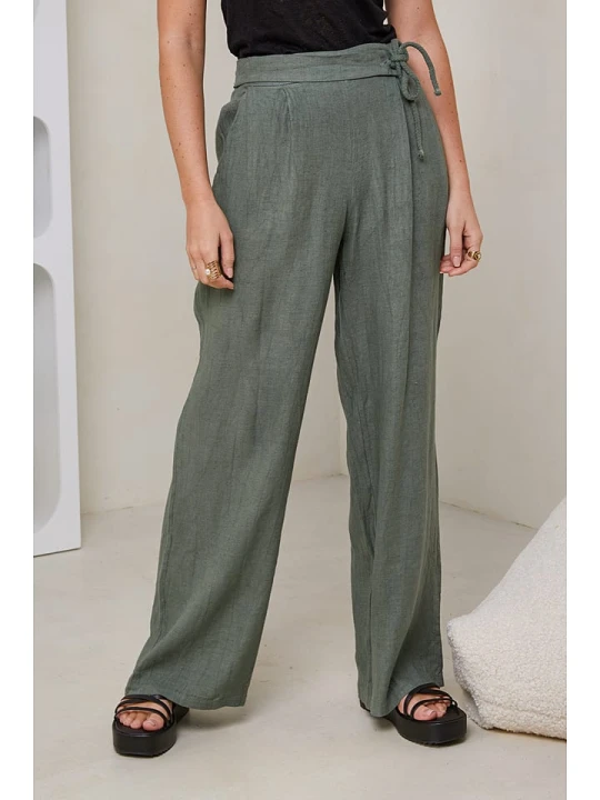 Zdjęcie produktu Rodier Lin Lniane spodnie w kolorze khaki rozmiar: L / XL