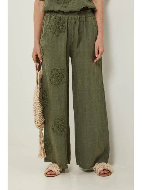 Zdjęcie produktu Rodier Lin Lniane spodnie w kolorze khaki rozmiar: M/L