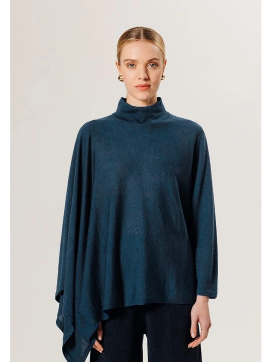 Zdjęcie produktu Rodier Wełniane poncho w kolorze granatowym rozmiar: L / XL