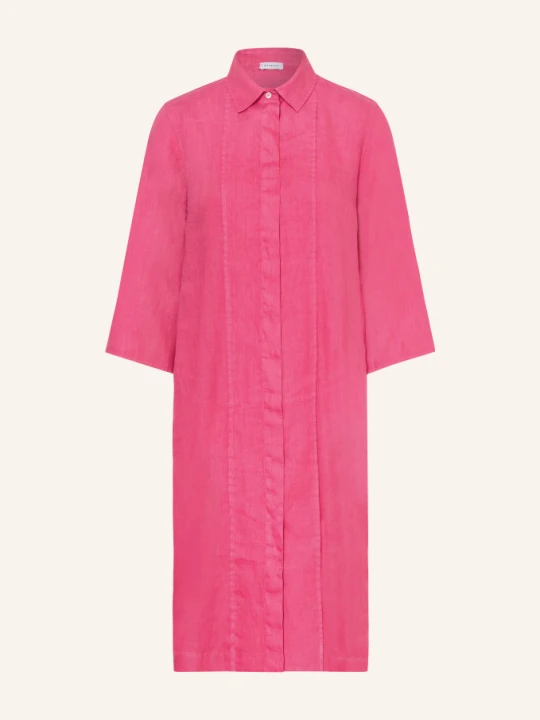 Zdjęcie produktu rosso35 Sukienka Koszulowa Z Lnu Z Rękawami 3/4 pink