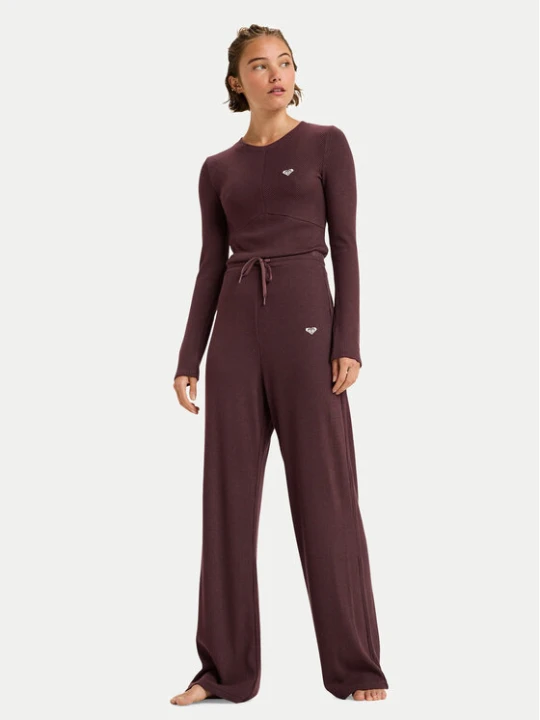 Zdjęcie produktu Roxy Spodnie dresowe Rise & Vibe New Rib ERJNP03673 Bordowy Relaxed Fit