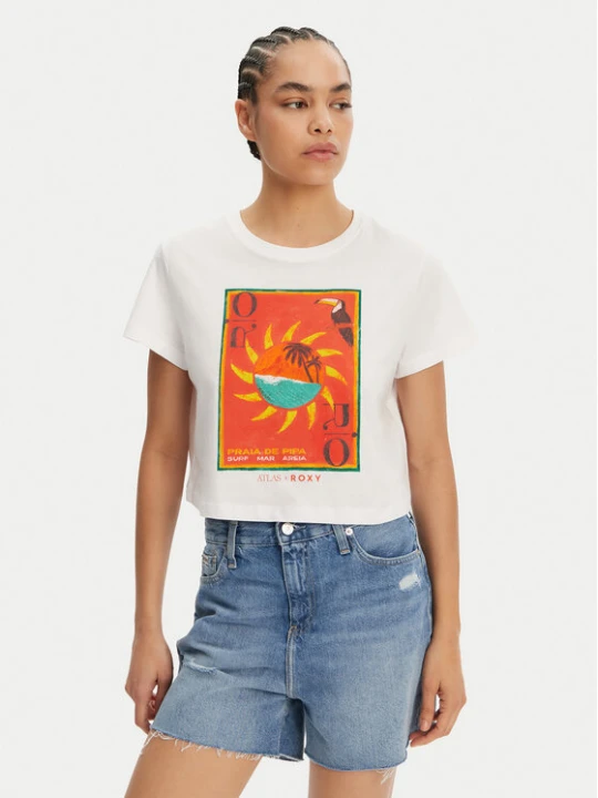 Zdjęcie produktu Roxy T-Shirt ERJZT05921 Biały Relaxed Fit