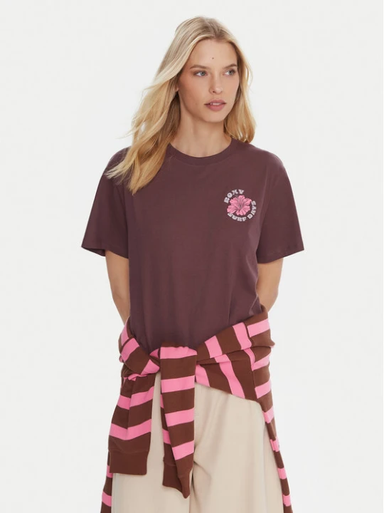Zdjęcie produktu Roxy T-Shirt Hangloose The Sky ERJZT06020 Fioletowy Regular Fit