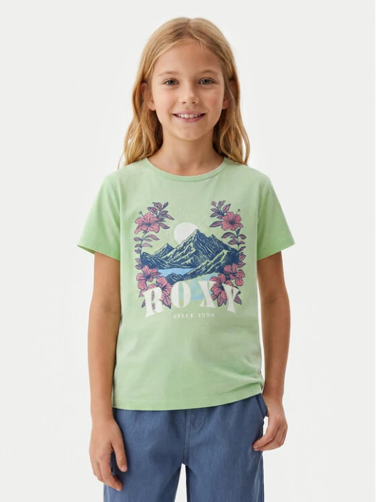 Zdjęcie produktu Roxy T-Shirt Lily Vintage ERGZT04140 Zielony Regular Fit