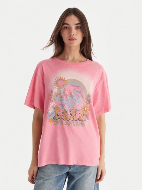 Zdjęcie produktu Roxy T-Shirt Sunnyoversize Optic Wash ERJZT06022 Różowy Oversize