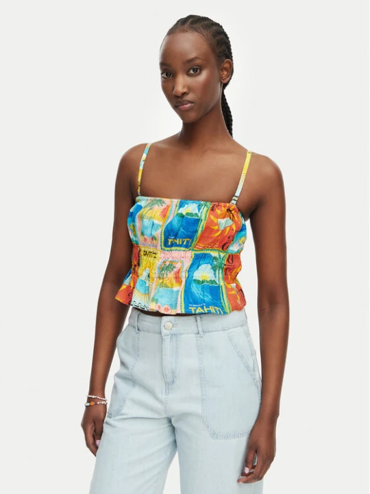 Zdjęcie produktu Roxy Top Atlas Palmy Daze ERJWT03669 Kolorowy Regular Fit