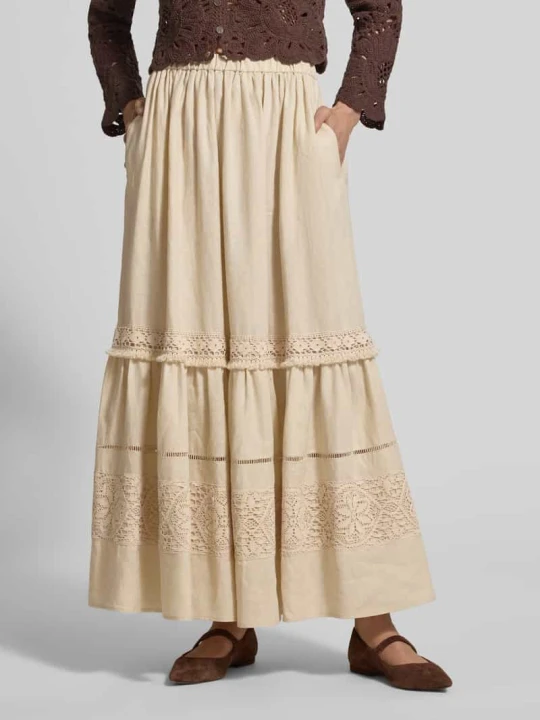 Zdjęcie produktu Rozkloszowana spódnica maxi z czystego lnu model 'PALLORE' Weekend Max Mara Piaskowy
