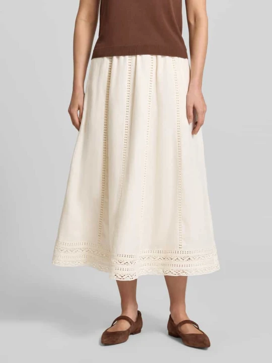 Zdjęcie produktu Rozkloszowana spódnica maxi z czystego lnu Weekend Max Mara Biały