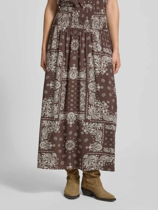 Zdjęcie produktu Rozkloszowana spódnica maxi z czystej wiskozy model 'SAKI AMBEL' Only Czekoladowy