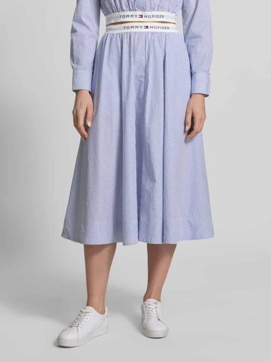 Zdjęcie produktu Rozkloszowana spódnica midi z czystej bawełny Tommy Hilfiger Jasnoniebieski