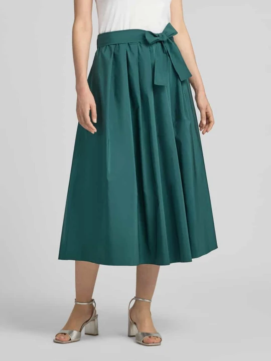 Zdjęcie produktu Rozkloszowana spódnica midi z dodatkiem bawełny model 'ALPACA' Weekend Max Mara Ciemnozielony