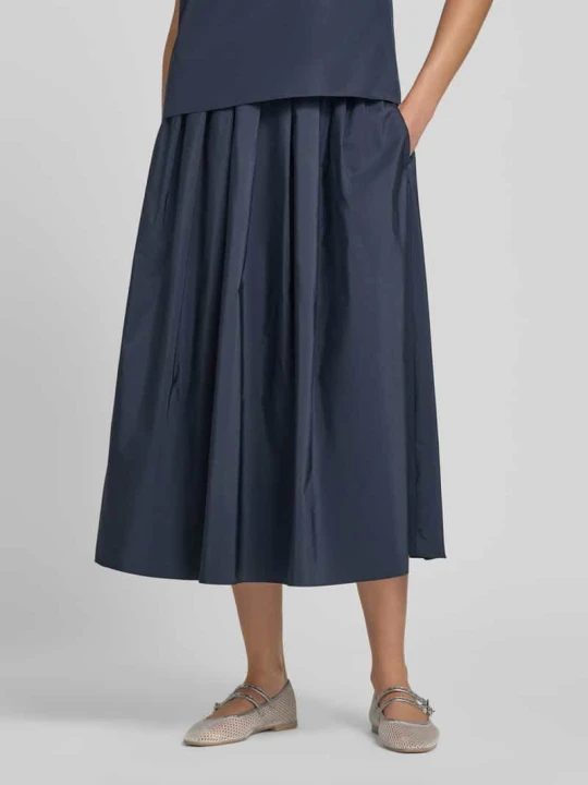 Zdjęcie produktu Rozkloszowana spódnica midi z dodatkiem bawełny model 'ALPACA' Weekend Max Mara Ciemnoniebieski