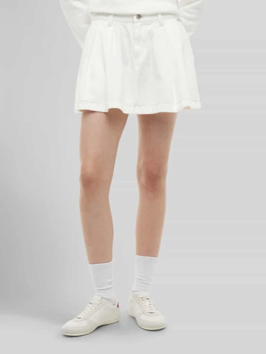Zdjęcie produktu Rozkloszowana spódnica mini z czystej bawełny Tommy Jeans Złamany biały