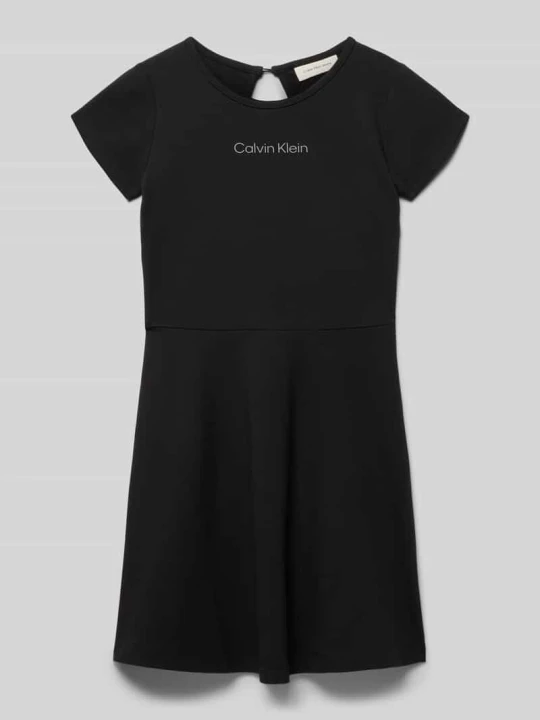 Zdjęcie produktu Rozkloszowana sukienka casualowa z mieszanka wiskozy model 'PUNTO SS' Calvin Klein Jeans Czarny