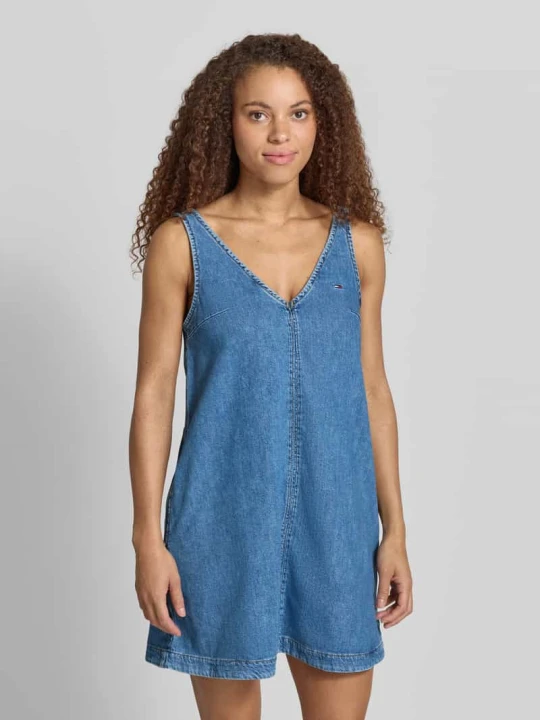Zdjęcie produktu Rozkloszowana sukienka jeansowa z czystej bawełny Tommy Jeans Jeansowy niebieski