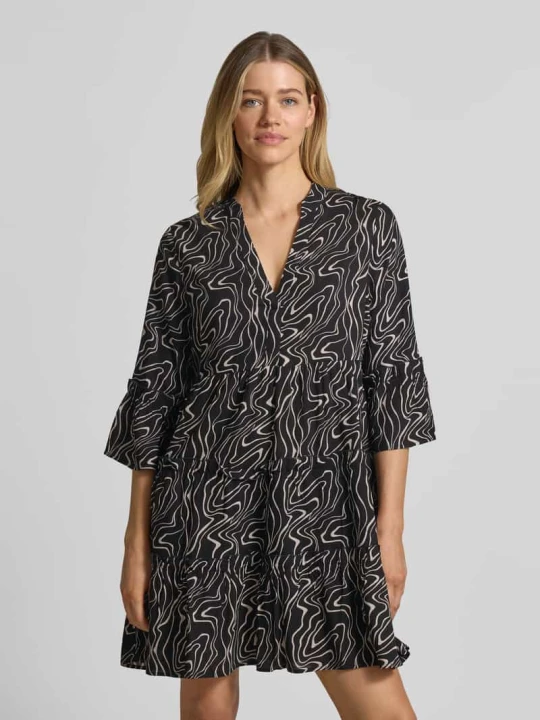 Zdjęcie produktu Rozkloszowana sukienka koszulowa z czystej wiskozy model 'EASY JOY' Vero Moda Czarny